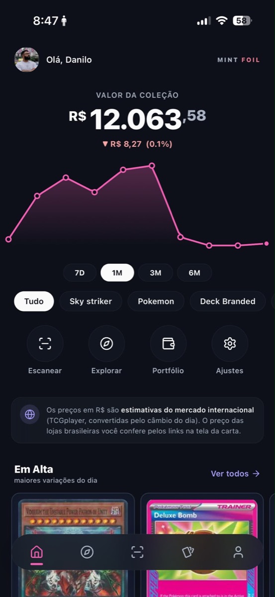 Dashboard do Mint Foil
